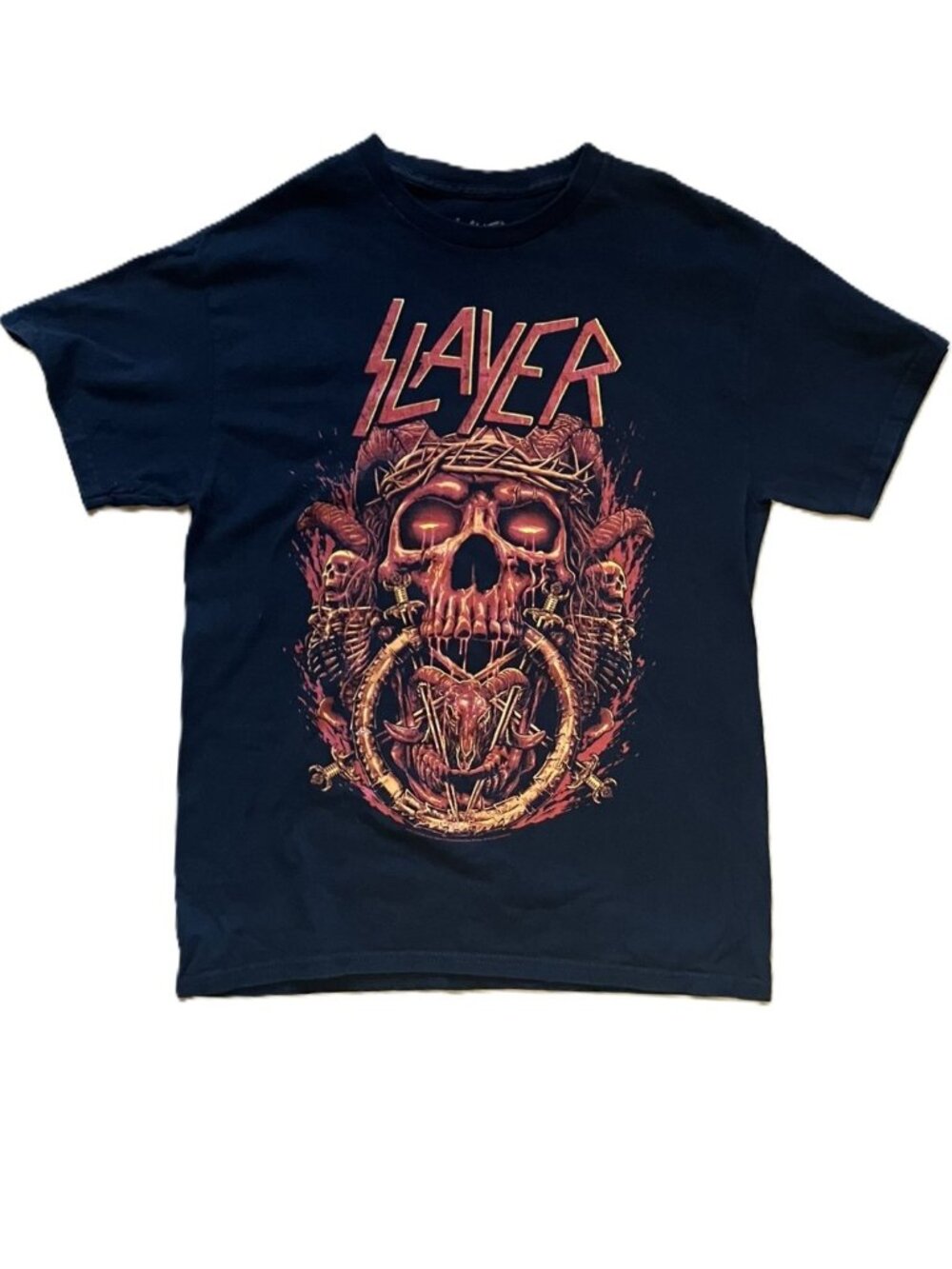Slayer Band Tee Black Crown of Thorns Skull T-Shirt Size Medium Official Merch